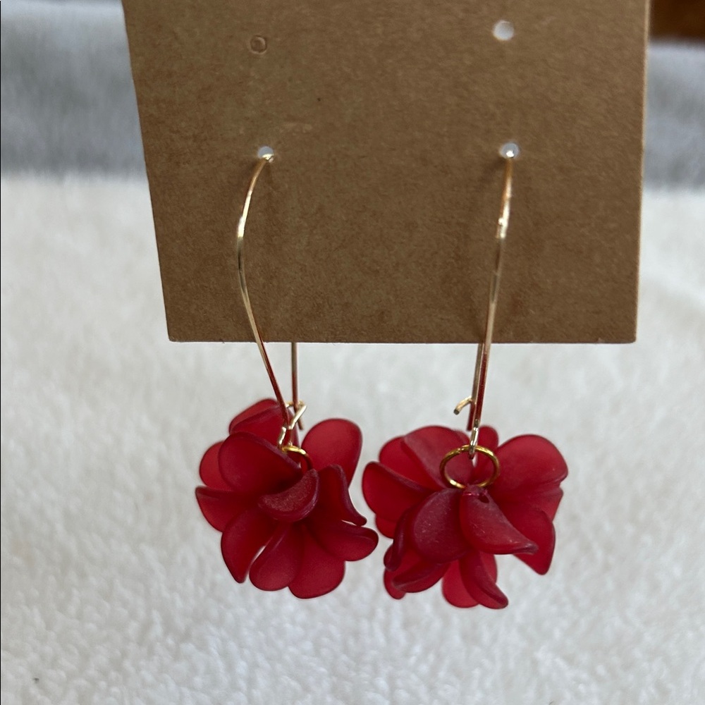 Elegant Red Floral Earrings